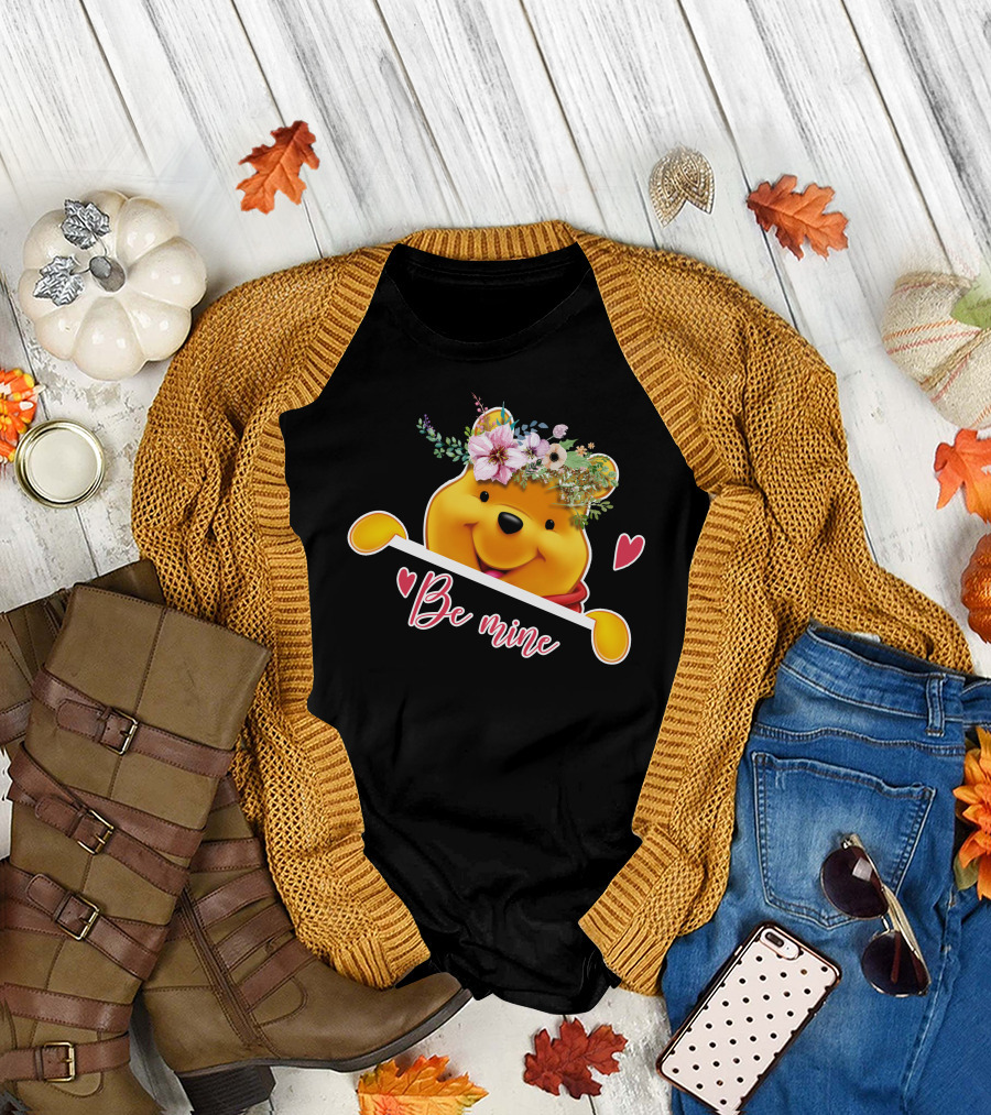 Be Mine Pooh Floral Heart T-Shirt