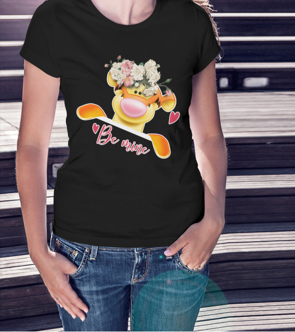 Tigger Be Mine With Flower Crown Valentine's Hearts T-Shirt