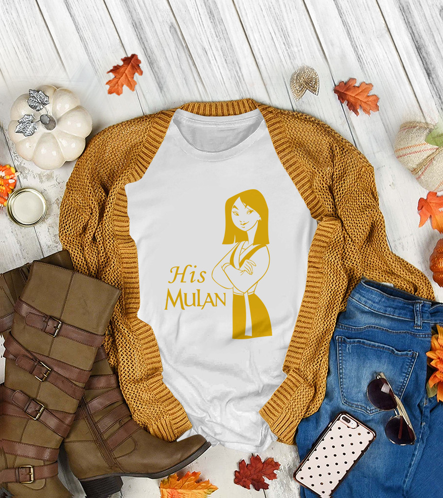 His Mulan Cartoon Character and Text in Yellow T-Shirt