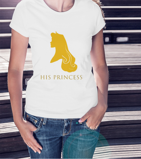 His Princess Silhouette In Yellow Featuring Fairy Tale Royalty T-Shirt