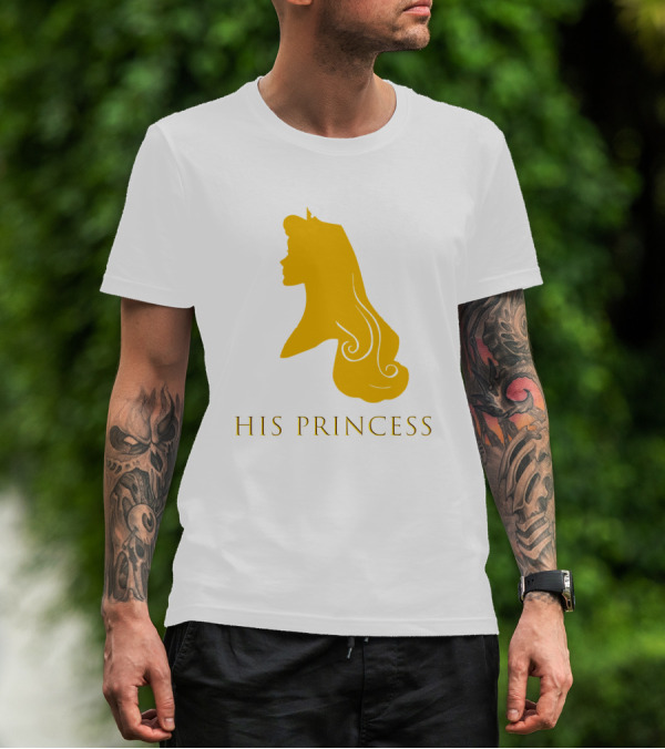His Princess Silhouette In Yellow Featuring Fairy Tale Royalty T-Shirt