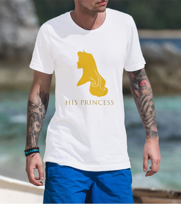 His Princess Silhouette In Yellow Featuring Fairy Tale Royalty T-Shirt