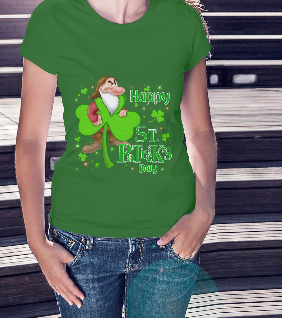 Happy St. Patrick's Day Grumpy Dwarf With Clover And Shamrocks T-Shirt