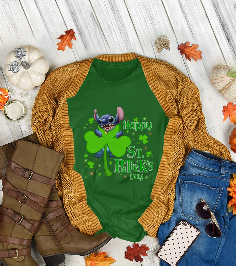 Happy St. Patrick's Day Stitch Shamrock T-Shirt