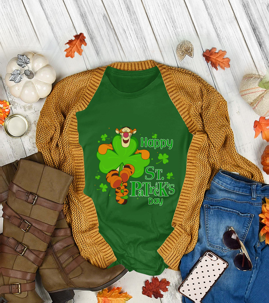 Tigger Happy St. Patrick's Day Shamrock T-Shirt