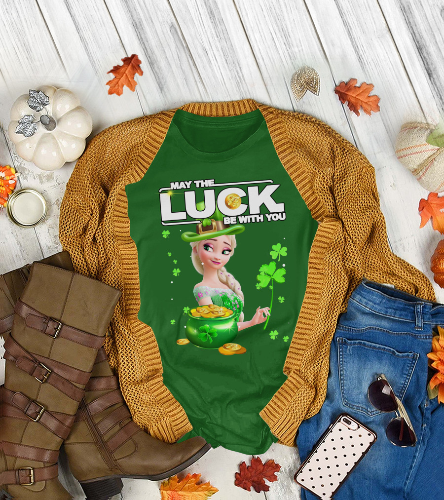 May the Luck Be With You St Patrick's Day Elsa T-Shirt