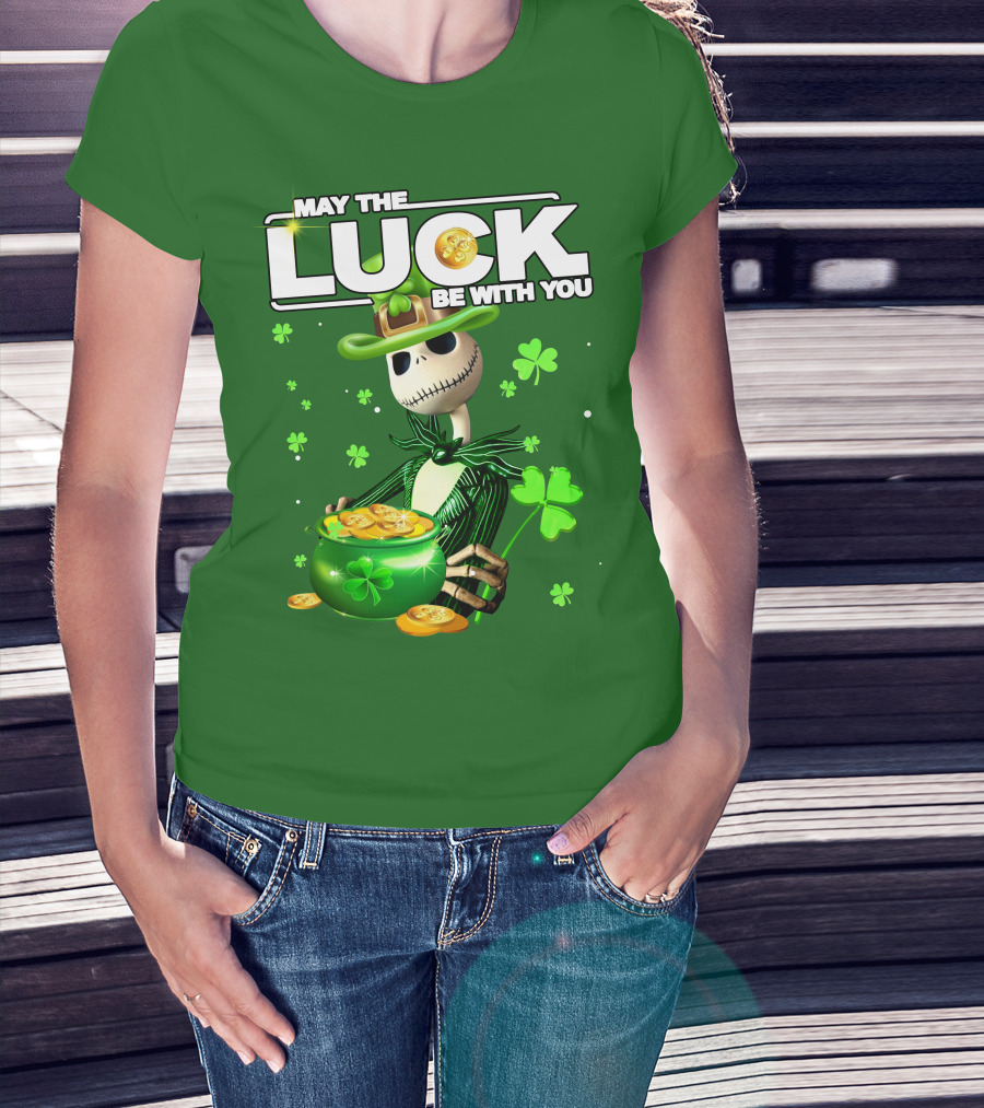MAY THE LUCK BE WITH YOU St. Patrick's Day Jack Skellington Coin Pot T-Shirt