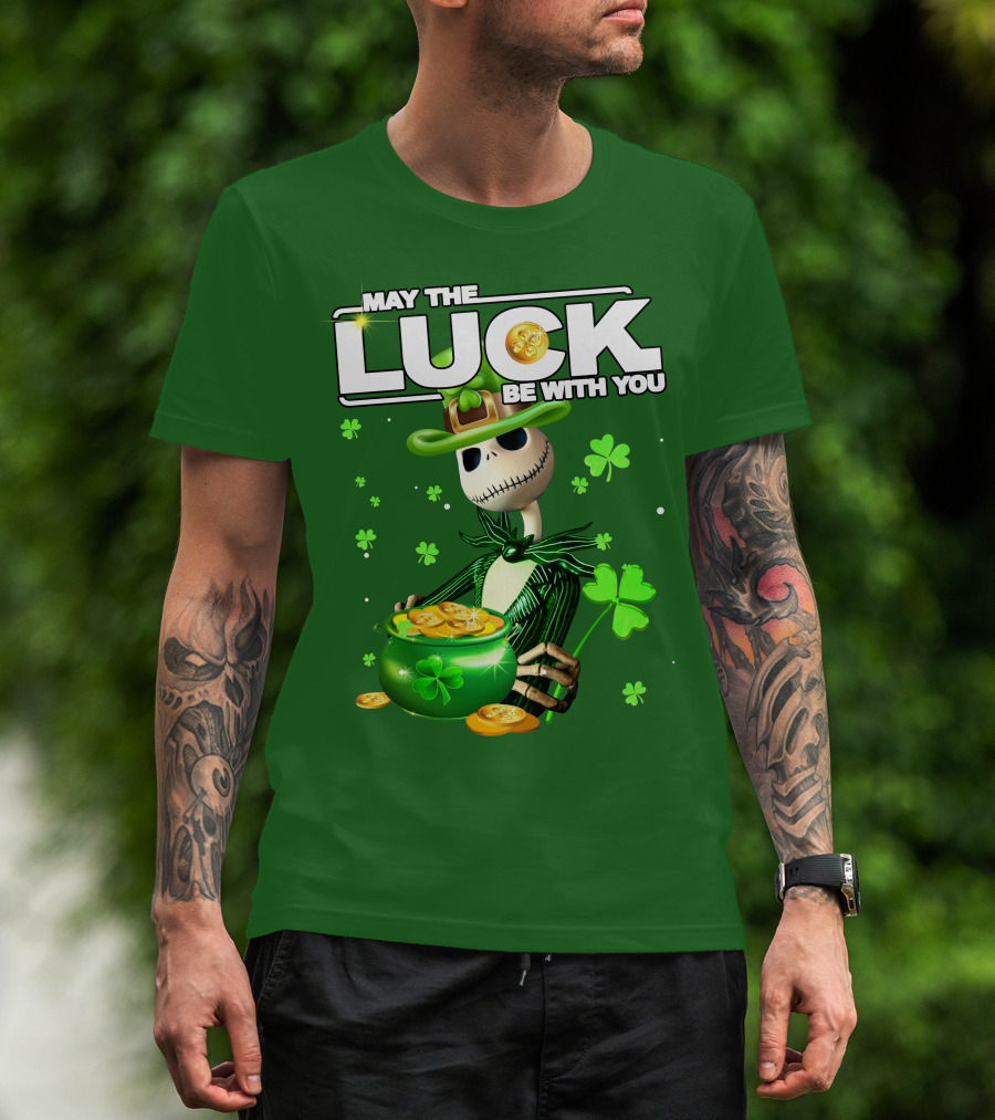 MAY THE LUCK BE WITH YOU St. Patrick's Day Jack Skellington Coin Pot T-Shirt