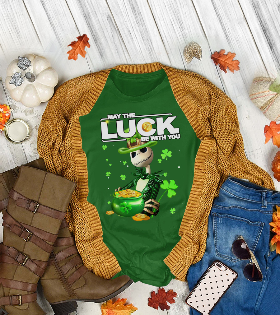MAY THE LUCK BE WITH YOU St. Patrick's Day Jack Skellington Coin Pot T-Shirt