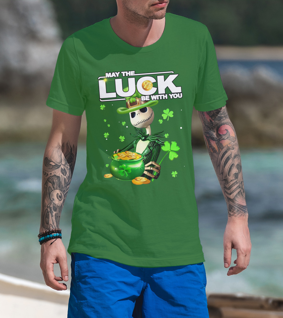MAY THE LUCK BE WITH YOU St. Patrick's Day Jack Skellington Coin Pot T-Shirt