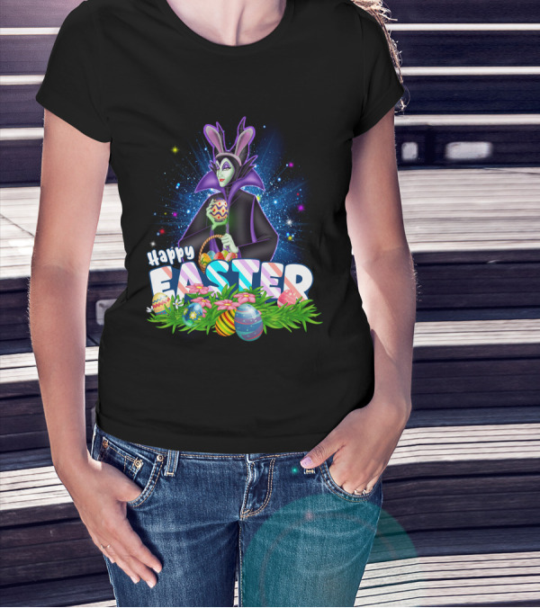 Happy Easter Maleficent With Easter Eggs And Stars T-Shirt