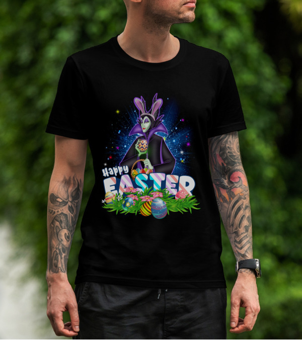 Happy Easter Maleficent With Easter Eggs And Stars T-Shirt