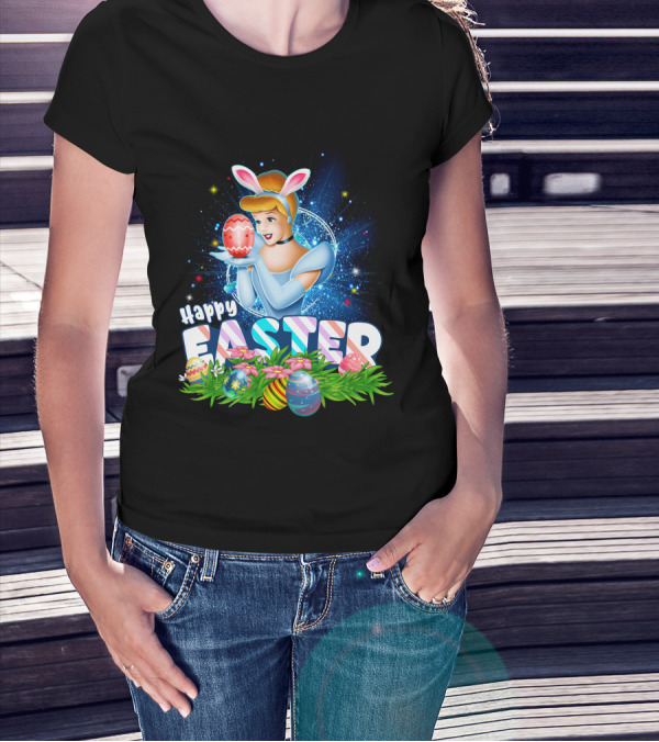 Cinderella Easter Bunny Ears With Colorful Eggs And Flowers T-Shirt