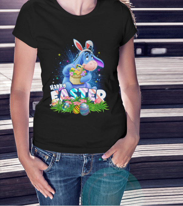 Eeyore Easter Basket With Eggs And Flowers Happy Easter T-Shirt