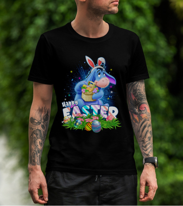 Eeyore Easter Basket With Eggs And Flowers Happy Easter T-Shirt