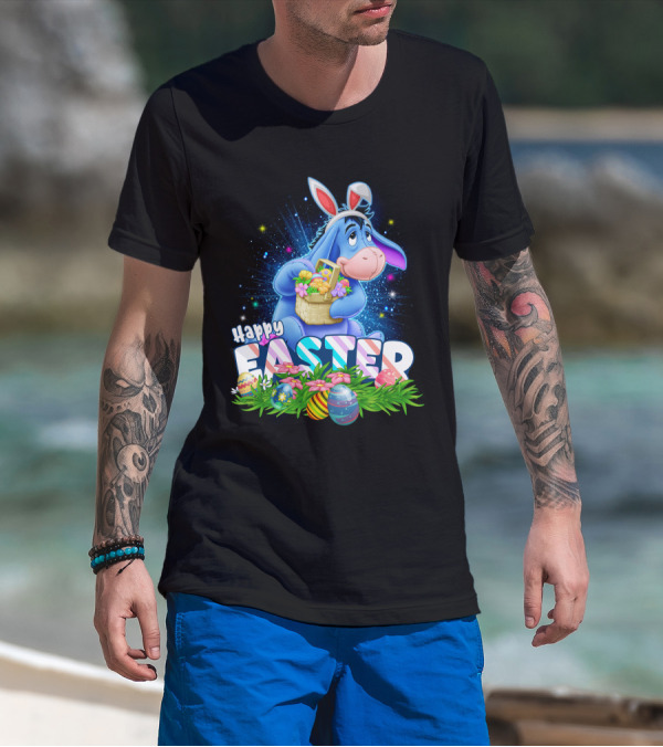 Eeyore Easter Basket With Eggs And Flowers Happy Easter T-Shirt