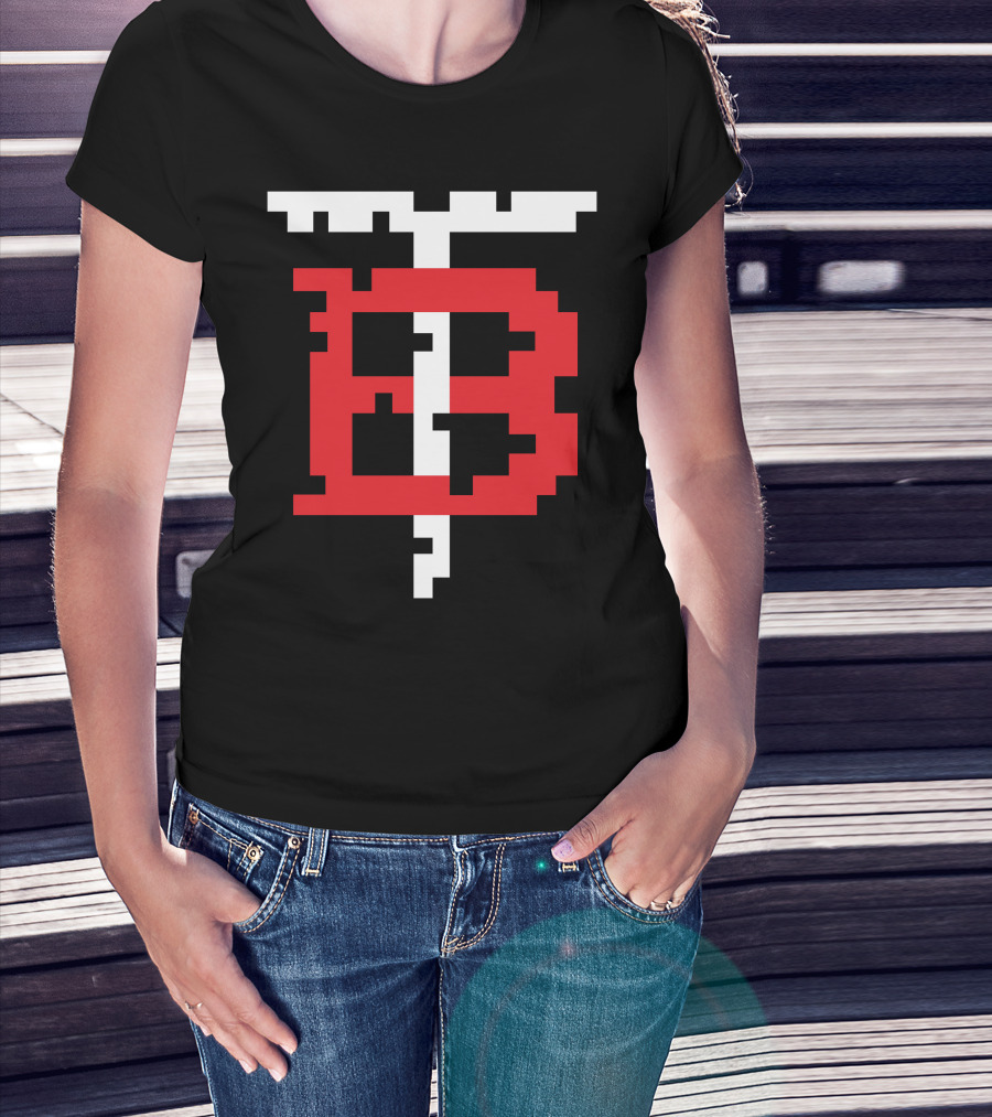 GGEZ BLACK Pixelated Red B With White T T-Shirt