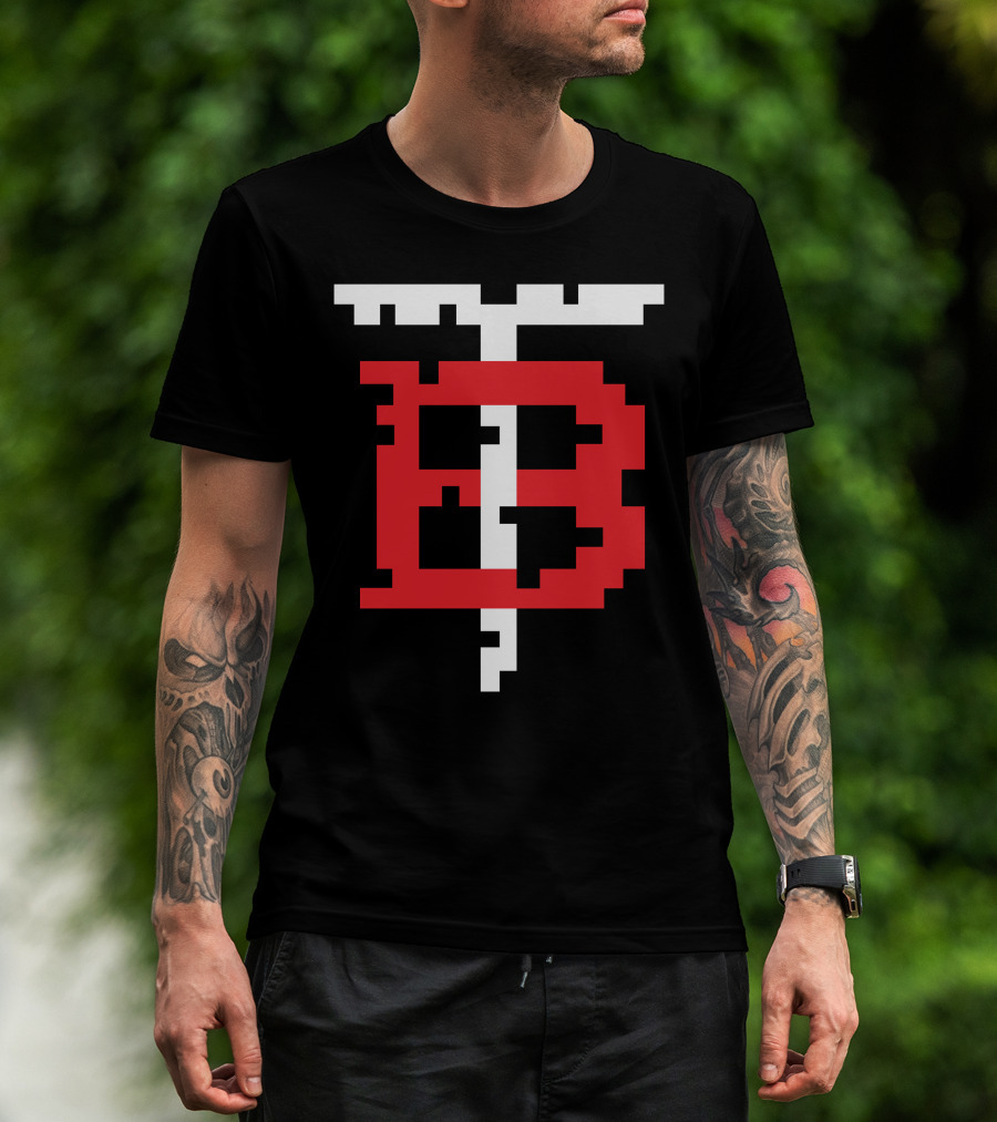 GGEZ BLACK Pixelated Red B With White T T-Shirt