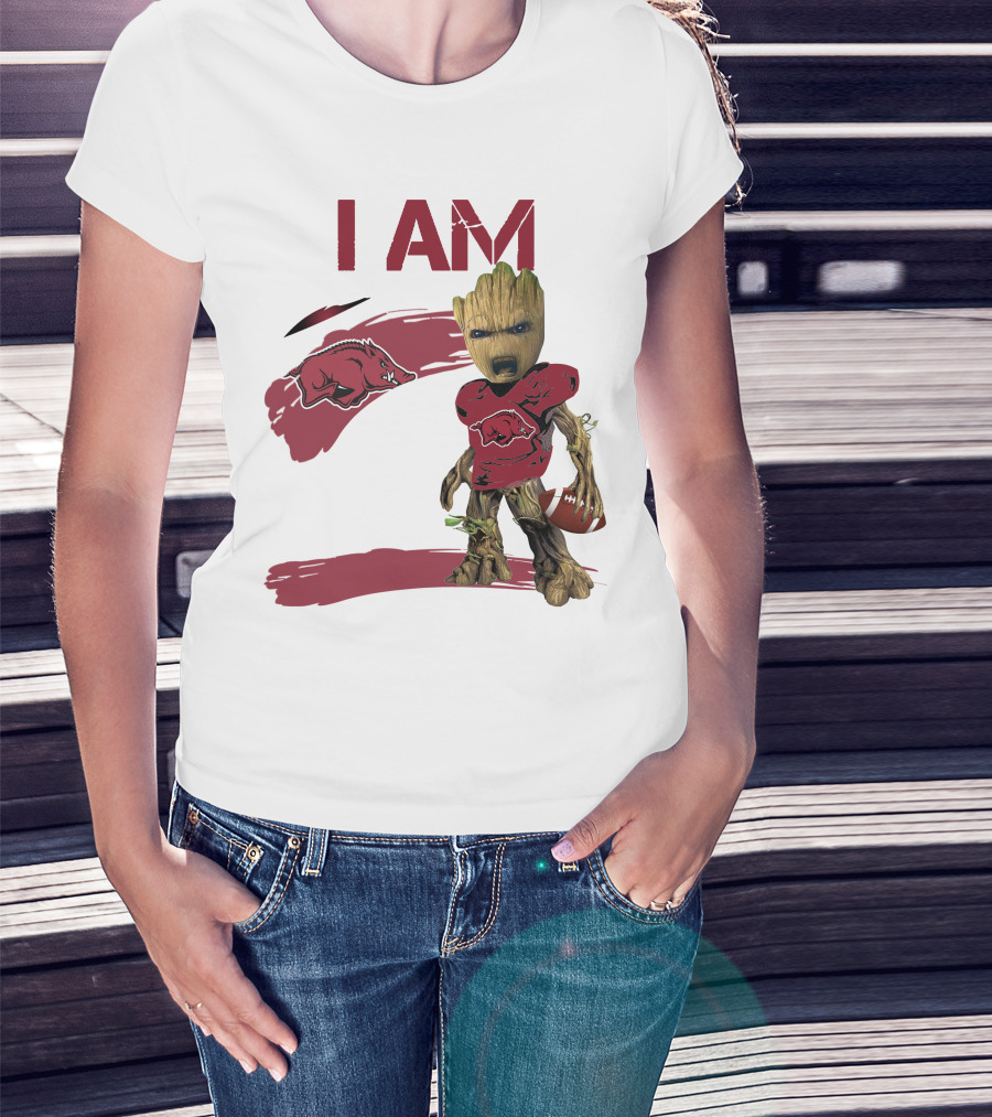 I AM Arkansas Razorbacks Football Groot Fan T-Shirt