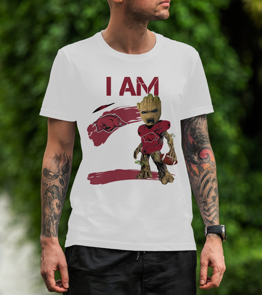 I AM Arkansas Razorbacks Football Groot Fan T-Shirt