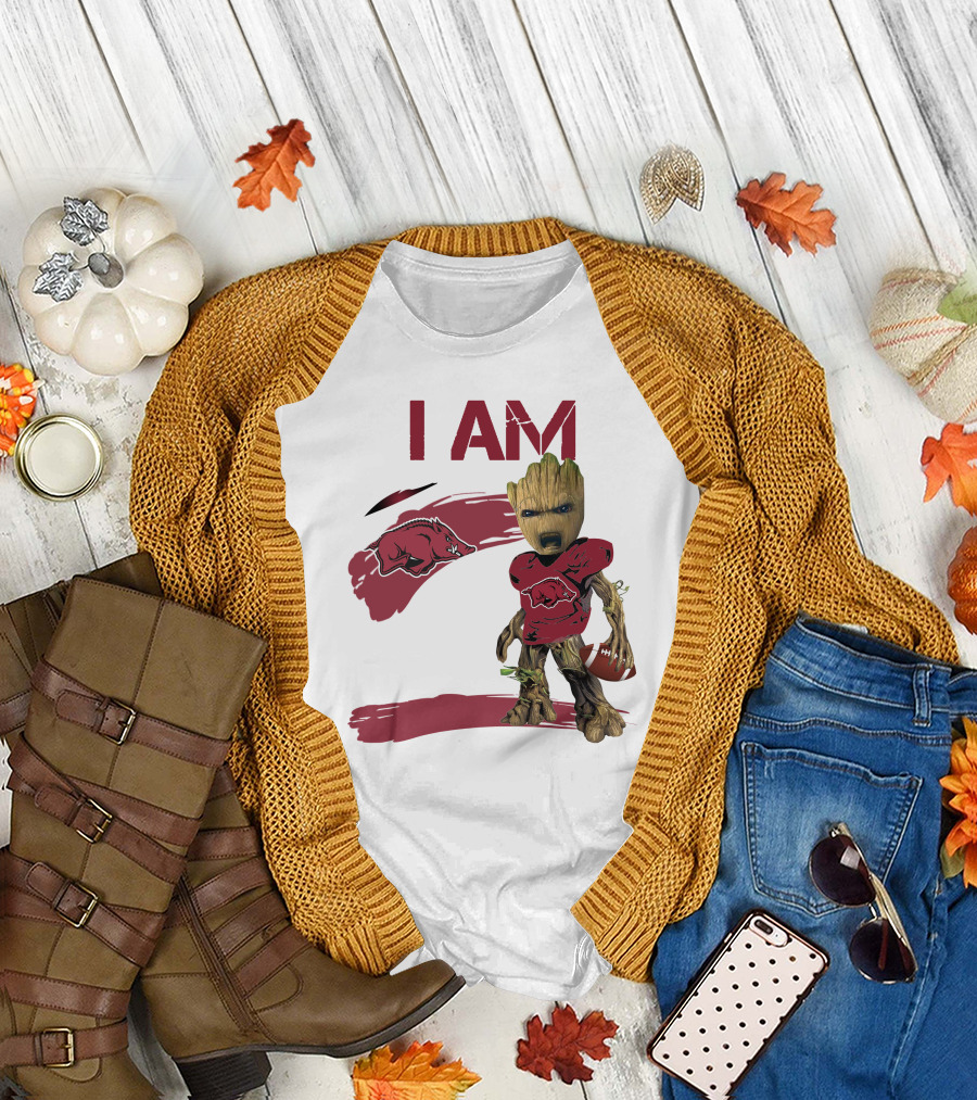I AM Arkansas Razorbacks Football Groot Fan T-Shirt