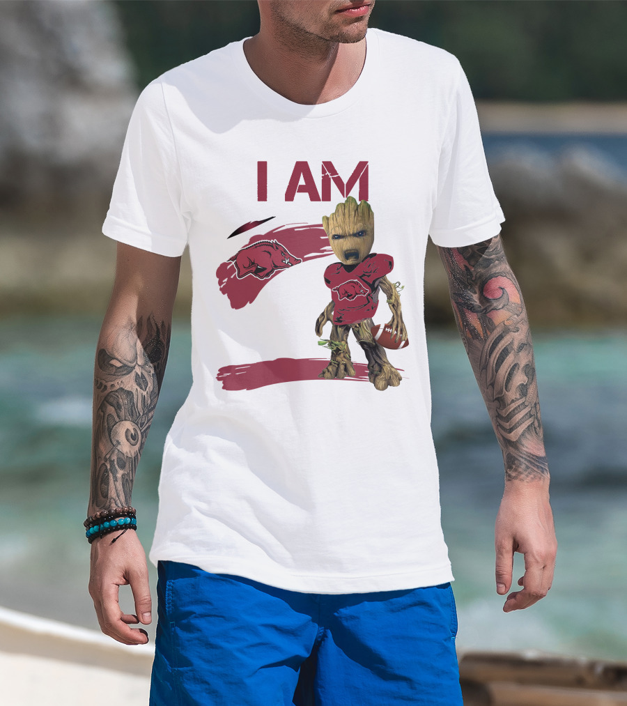 I AM Arkansas Razorbacks Football Groot Fan T-Shirt
