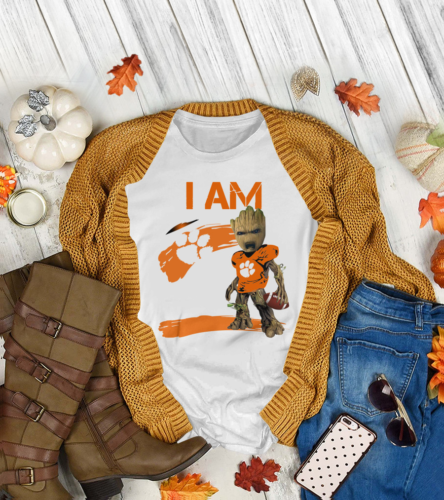 I AM Clemson Tigers Football Groot Fan T-Shirt