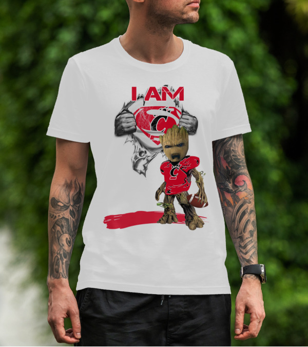I Am Bearcats Baby Groot Superman Football T-Shirt