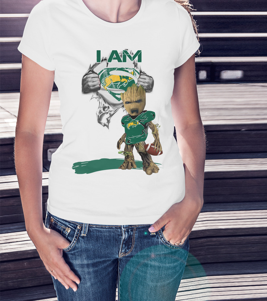 I AM Dakota Baby Groot Bison Football Superman T-Shirt