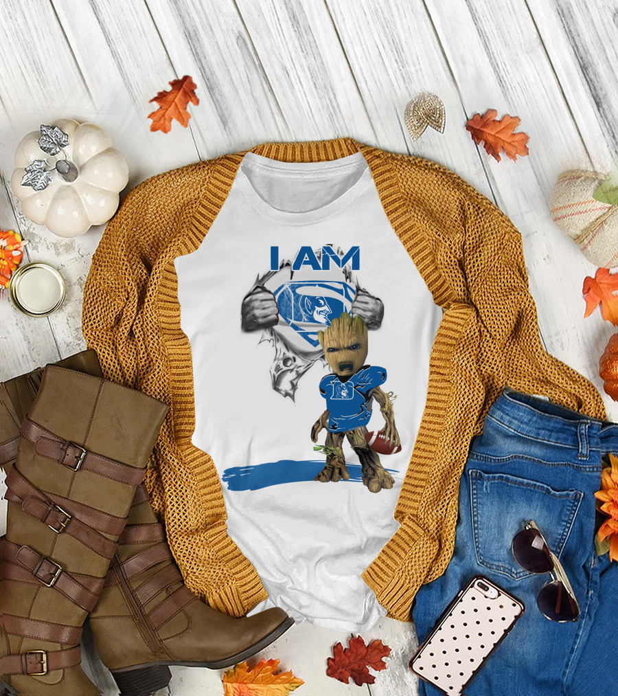 I AM Duke Baby Groot Superman Football Hero T-Shirt