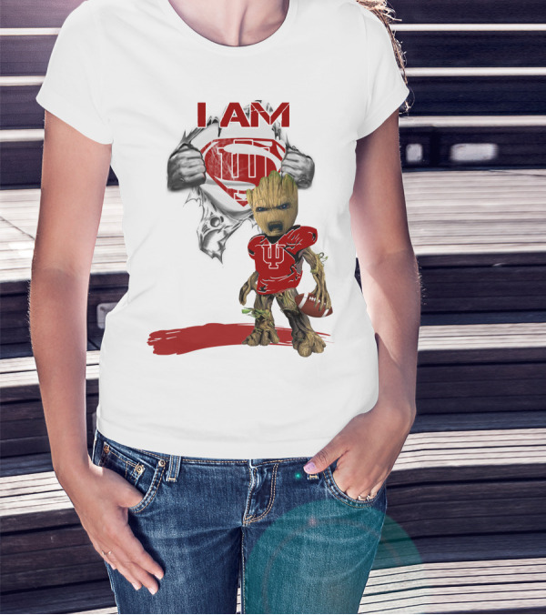 I AM Hoosiers Baby Groot Superman Football T-Shirt