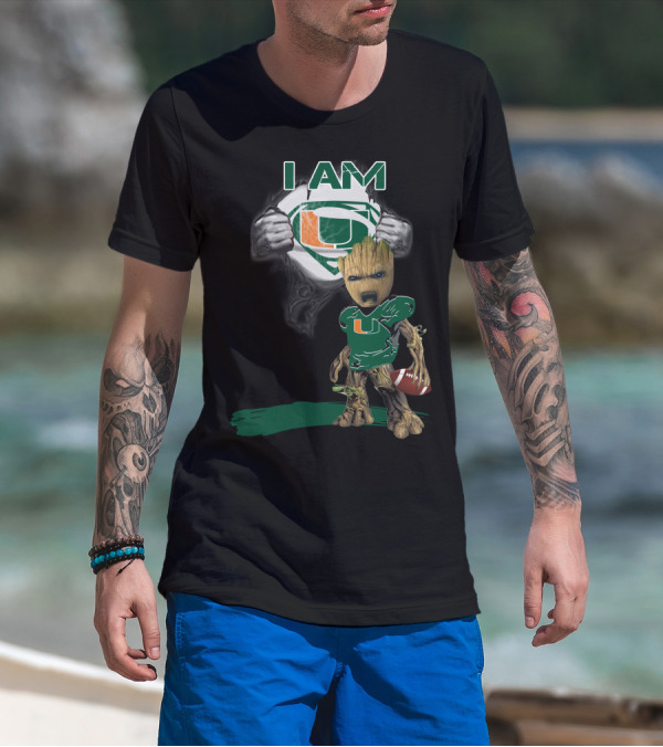 I Am Hurricanes Baby Groot Superman Football T-Shirt