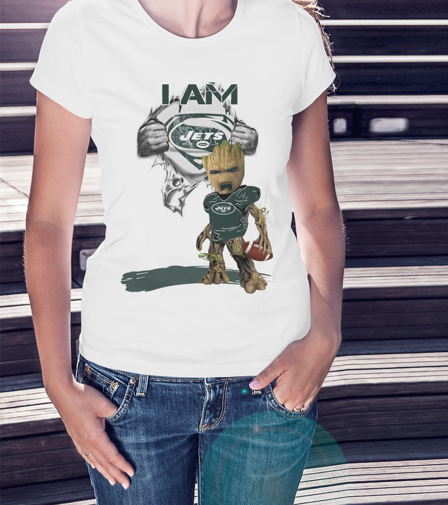 I Am Jets Baby Groot Superman Football Fan T-Shirt