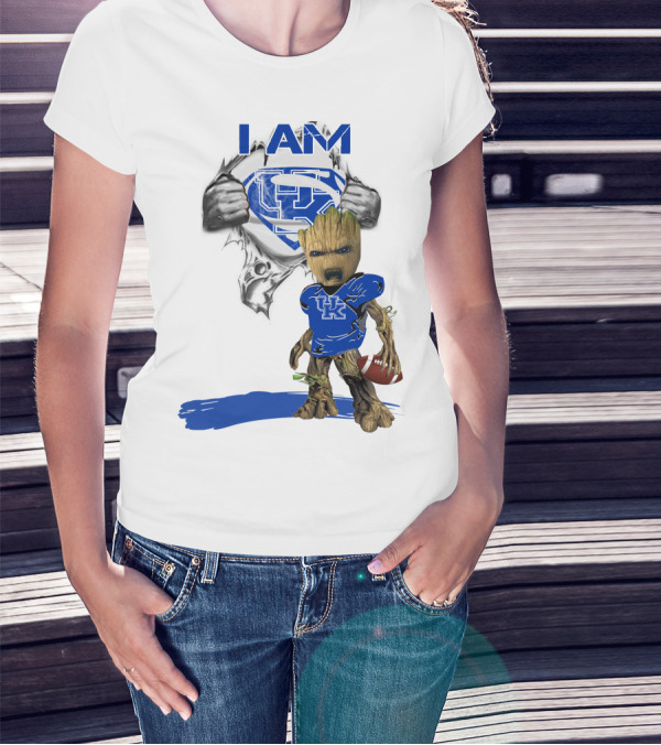 I Am Kentucky Baby Groot UK Superman Football T-Shirt