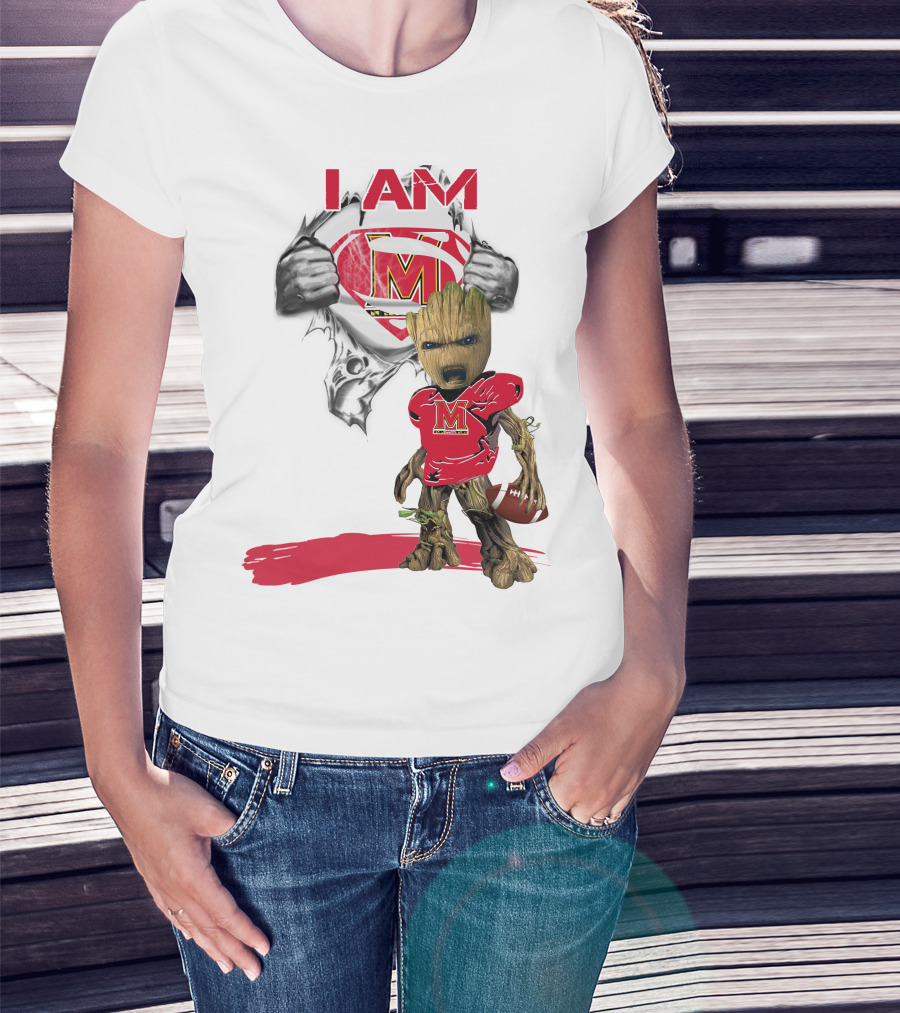 I Am Maryland Baby Groot Football Superman T-Shirt
