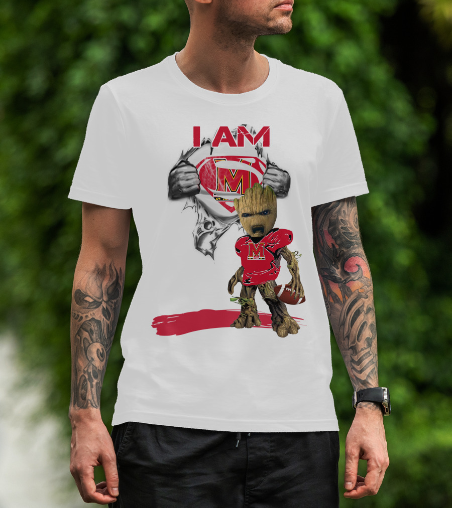 I Am Maryland Baby Groot Football Superman T-Shirt
