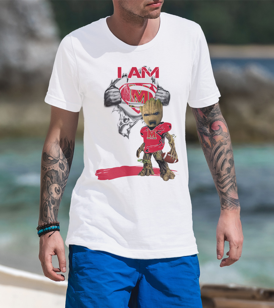I Am Maryland Baby Groot Football Superman T-Shirt