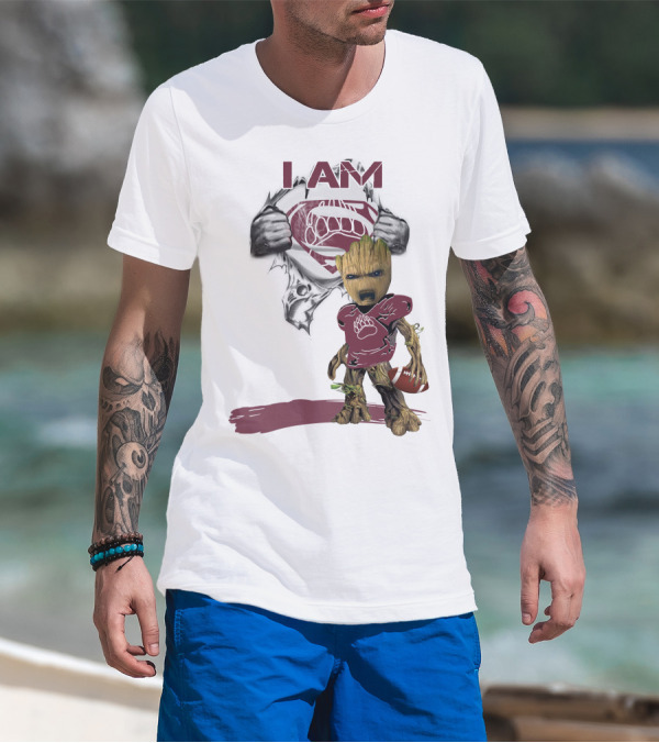 I Am Montana Baby Groot Superman Football T-Shirt