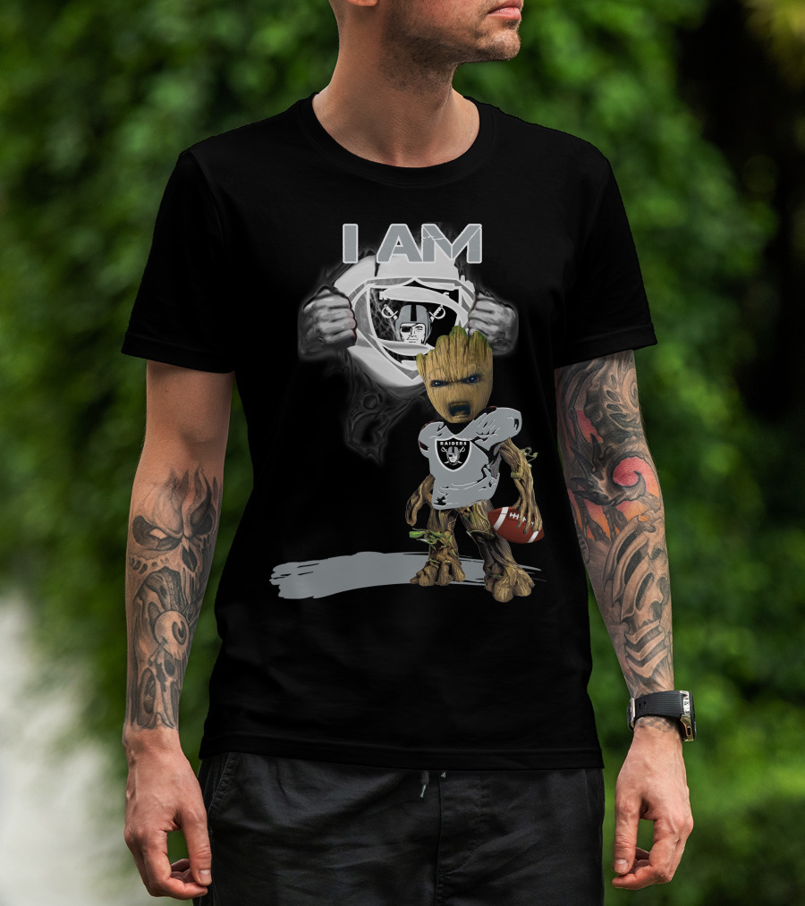 Raiders Baby Groot I Am Superman NFL Football T-Shirt