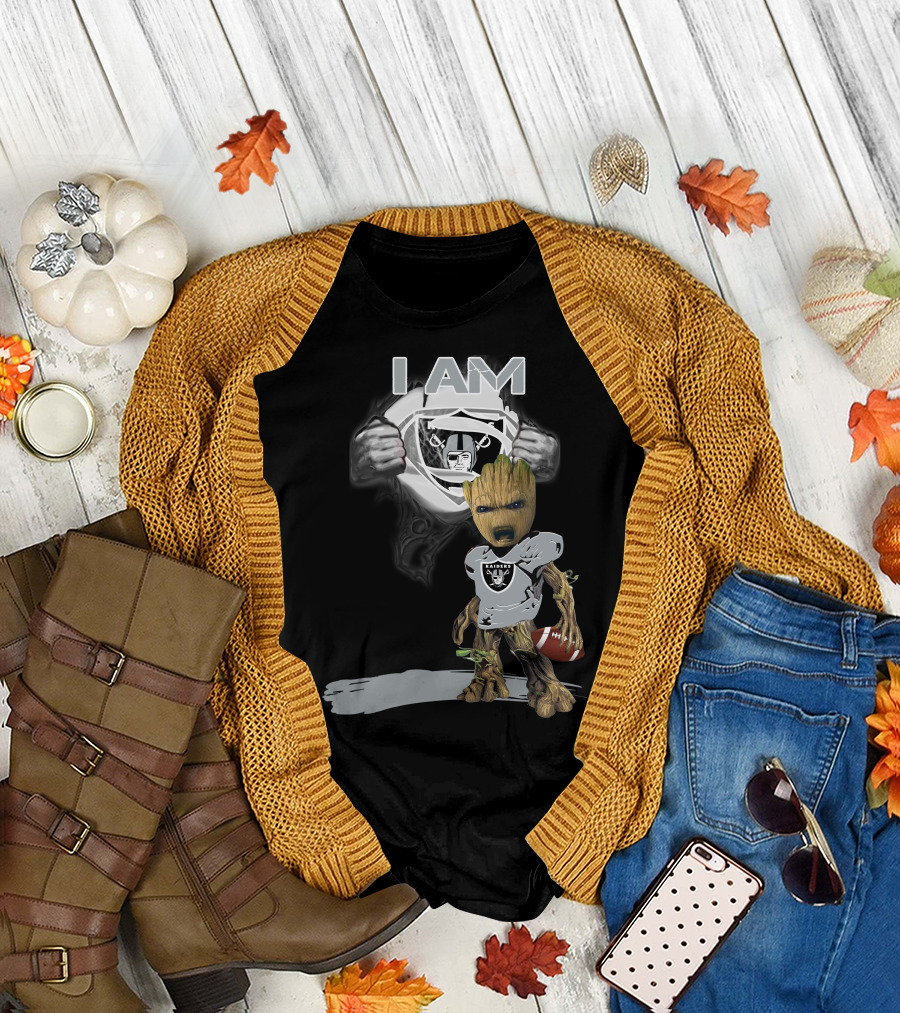 Raiders Baby Groot I Am Superman NFL Football T-Shirt