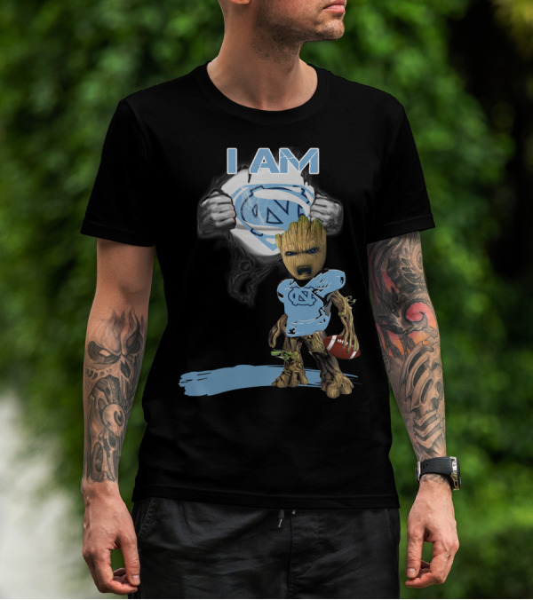 I AM Tarheel Baby Groot Superman T-Shirt
