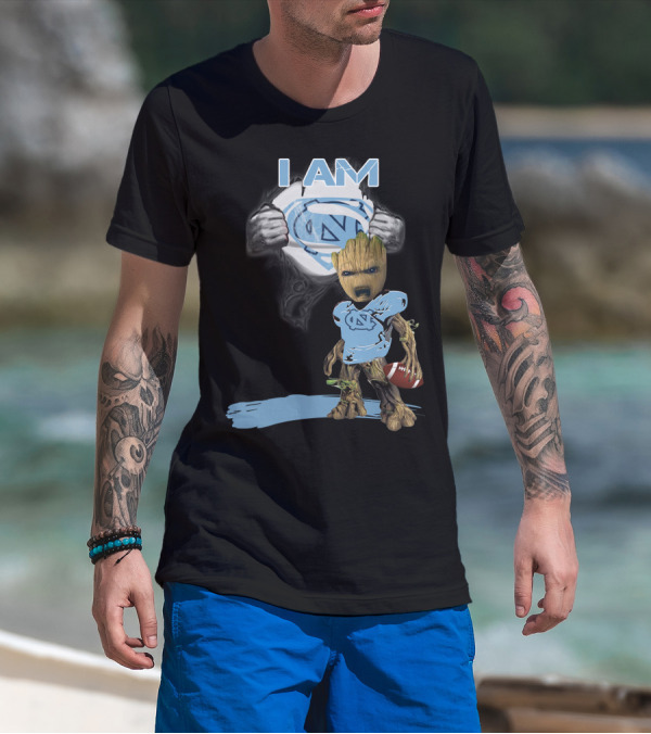 I AM Tarheel Baby Groot Superman T-Shirt