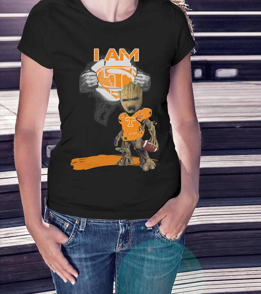 I Am Tennessee Baby Groot Superman Football T-Shirt