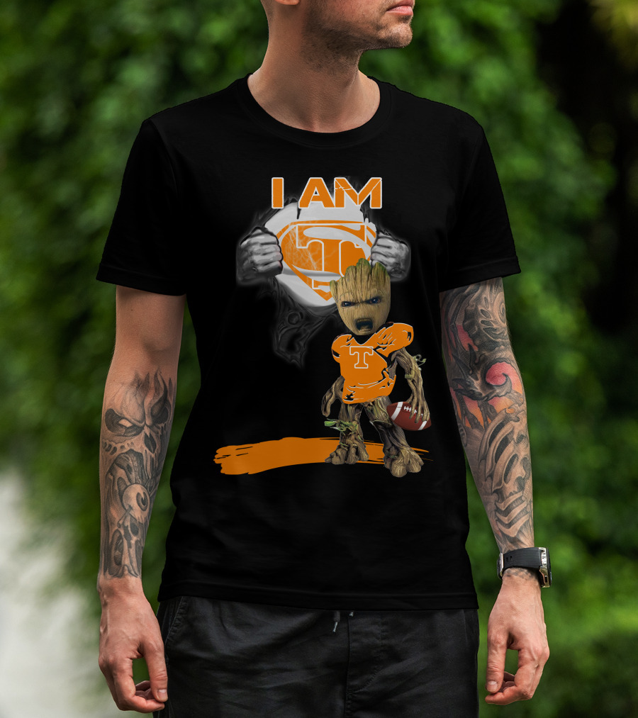 I Am Tennessee Baby Groot Superman Football T-Shirt