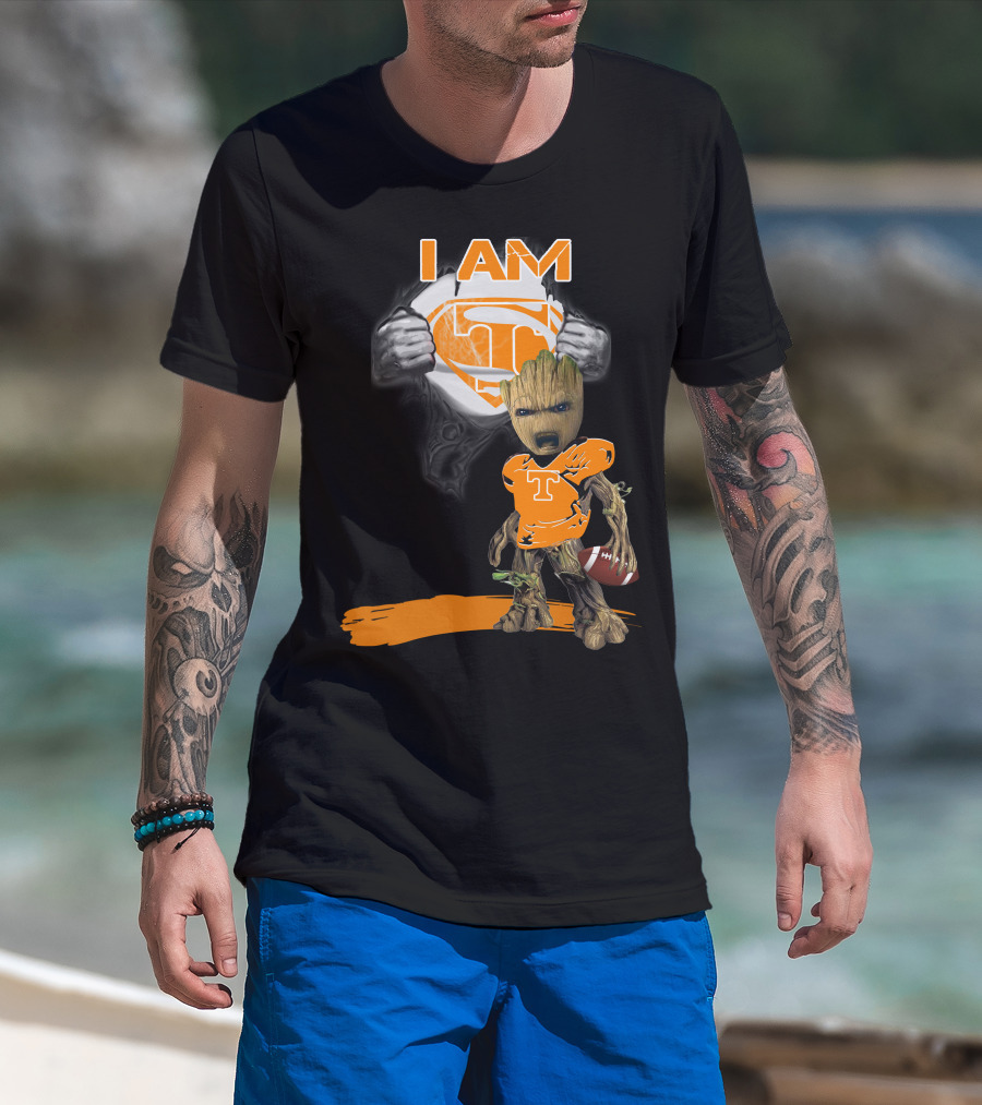 I Am Tennessee Baby Groot Superman Football T-Shirt