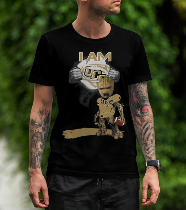 I AM UCF Baby Groot Football Superman T-Shirt