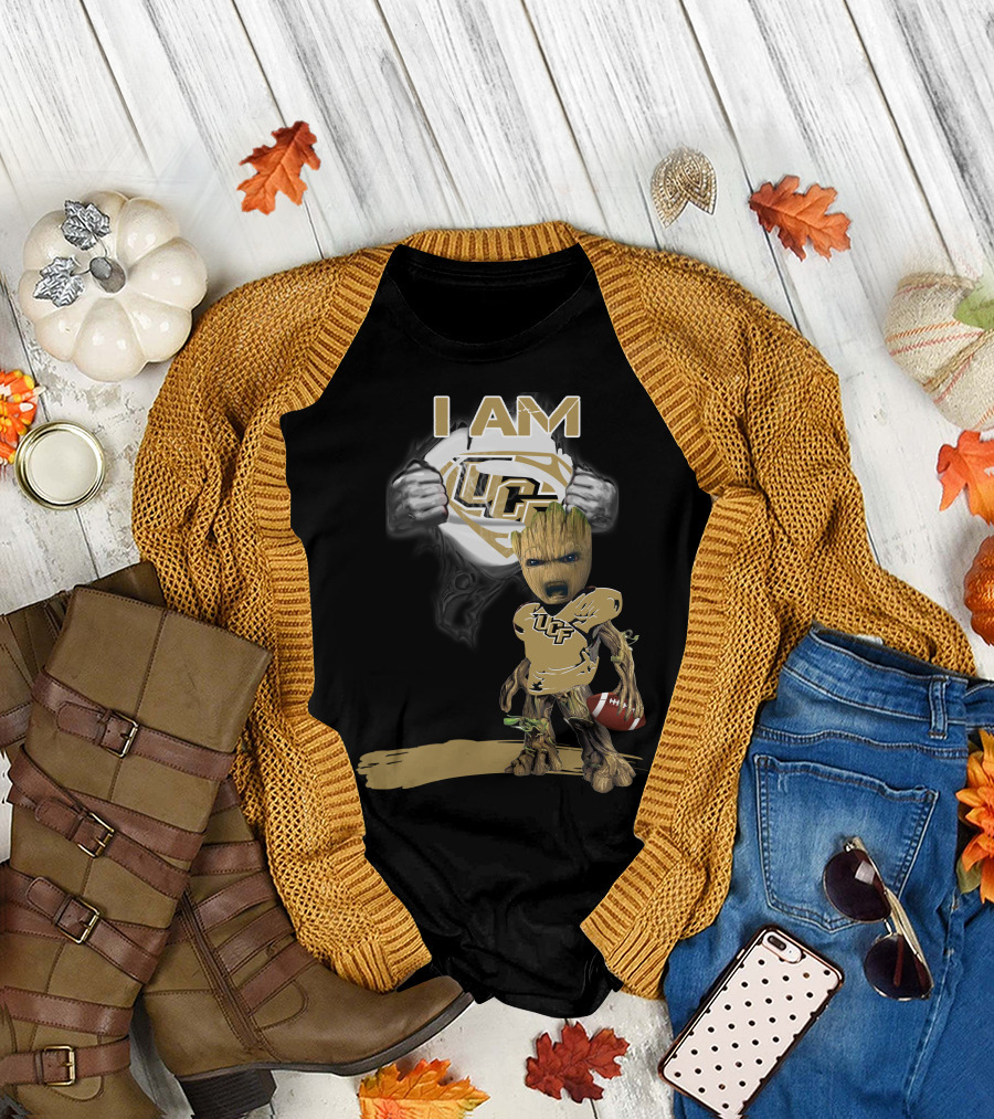 I AM UCF Baby Groot Football Superman T-Shirt