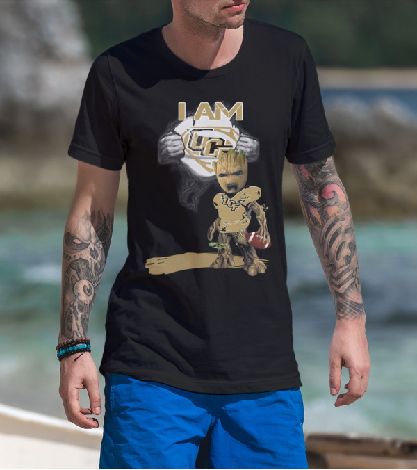 I AM UCF Baby Groot Football Superman T-Shirt