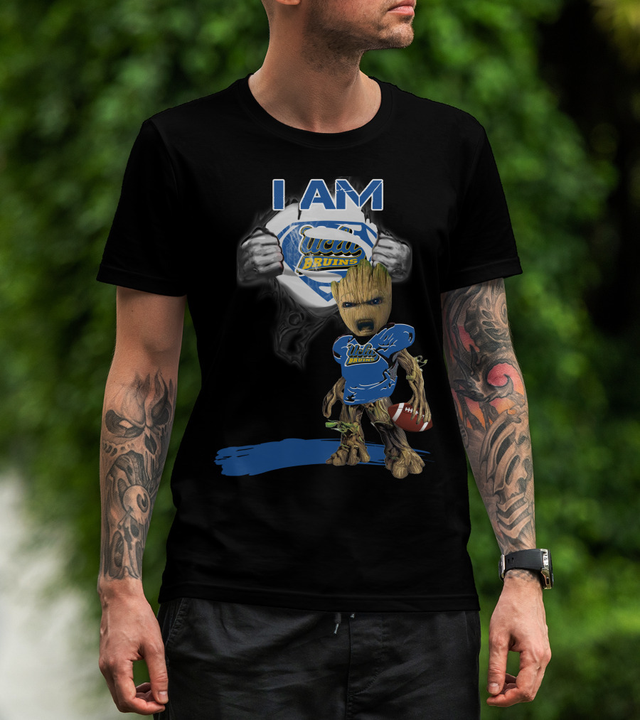 I Am UCLA Bruins Baby Groot Superman Football T-Shirt