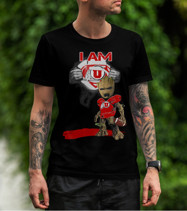 I Am Utes Baby Groot Superman Football T-Shirt